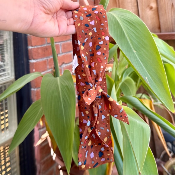 Madewell Terracotta 100% Silk Skinny Ascot Bandana Scarf 🌿 - Picture 3 of 6